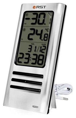 Термометр (дом/улица, часы, хром. серебро) цифровой